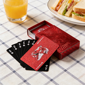 Compre un Juego de Cartas de Póquer Personalizadas con Logotipo Profesional, Doble Juego, Gran Venta en Amazon, Cartas de Póquer para Fiestas Familiares, Color Rojo - Product Image 1