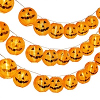 Guirlande lumineuse LED citrouille d'Halloween, décorations, accessoires, pendentifs, alimentation par piles/USB/prise secteur pour l'aménagement d'événements en magasin, créez une ambiance festive