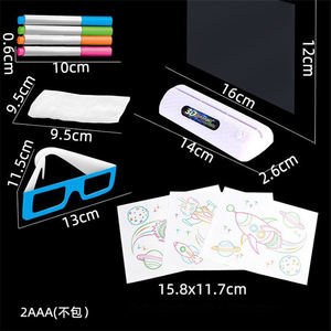 Mainan Papan Gambar Ajaib 3D Mini LED Papan Gambar Bercahaya Kacamata 3D Tablet Efek Cahaya Papan Tulis Dengan Pena untuk Hadiah Anak-anak - Product Image 5