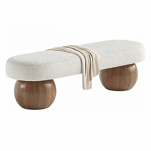 Nordic Design Luxurious Wood Frame Boucle Eco-Friendly Home Furniture Modern <strong>Shoe</strong> Changing Stool Leisure <strong>Bench</strong> for Living Room - Product Image 1