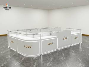 Custom Luxury Jewelry Showcase Elegant Glass Display Counter Retail Kiosk Furniture for Shopping Mall Jewelry Store - Product Image 4