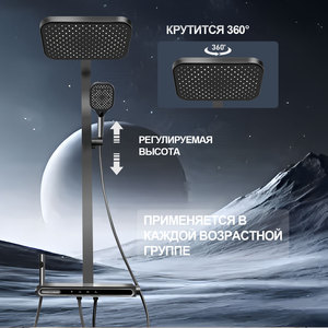 ชุดก๊อกน้ำฝักบัวสแตนเลสสีเทาปืนสไตล์โมเดิร์นสำหรับห้องน้ำ - Product Image 6