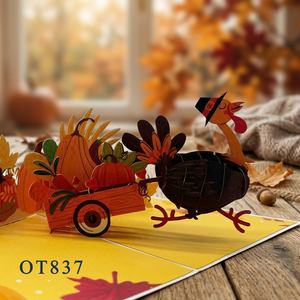 Décoration de maison 3D personnalisable, style animal de la Turquie, design en papier fait main, pop-up de Thanksgiving, best-seller - Product Image 1