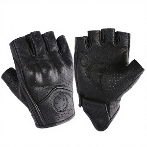 Gants de moto en cuir véritable, protection tactile complète des doigts, utilisation en salle de sport, respirants, coupe-vent, anti-UV, fermeture à boucle, unisexe - Product Image 2