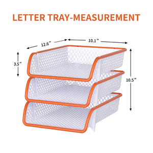Organizador de documentos de escritorio de oficina apilable, archivo de malla de plástico, soporte para libros y cartas, estante de exhibición, juego de bandeja de almacenamiento - Product Image 4