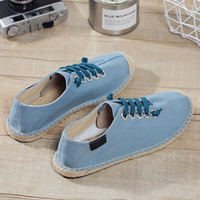 Espadrilles pour hommes, direct usine, en toile, semelle plate en caoutchouc, bout uni, couleur unie, légères, respirantes, stock en gros, été