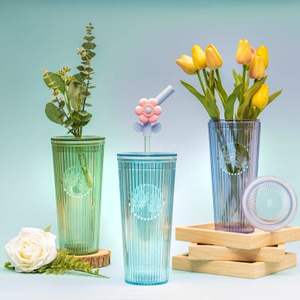 Hot Selling 2025 26oz Green Plastic Bottle Cute Stainless Steel Tumbler with Straw Tips - Product Image 4