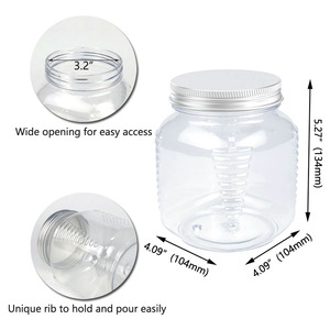 32 oz Clear Transparent Square Plastic Food Storage Container Wide Mouth Jar Transparent Food Jar