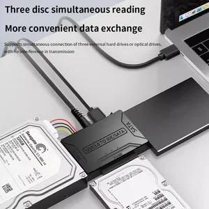 Cable convertidor de adaptador de disco duro TISHRIC USB 3,0 a SATA IDE para HDD SSD de 2,5 "/3,5" con adaptador IDE SATA de 12V 2A Power 3 en 1