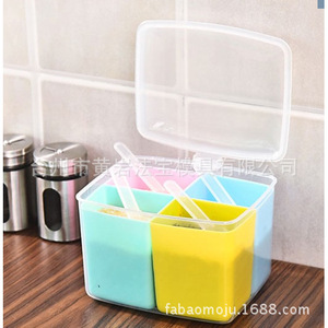 Tarro para especias con tapa, contenedor de plástico con múltiples compartimentos para uso en la cocina, tamaño M, con cuchara incluida. - Product Image 2