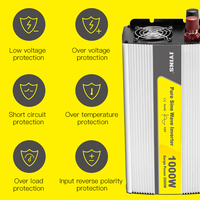 Convertisseur de courant pur sinus monophasé 1000W 12V DC 220V AC, certification CE&ROHS, efficacité de 90% pour les appareils électroménagers