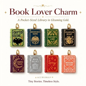 เสน่ห์ของคนรักหนังสือ |   ทองเหลืองชุบทอง 18K ลงสีด้วยมือเคลือบด้วยอีนาเมล จี้รูปหนังสือขนาดพกพา สร้อยคอ สร้อยข้อมือ อุปกรณ์ทำเครื่องประดับ - Product Image 1