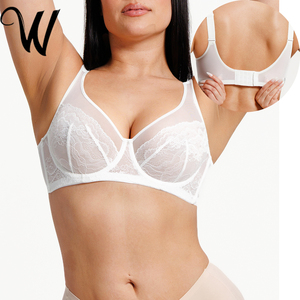 حمالة صدر نسائية بالجملة، مسامية، بدون خياطة، رفيعة، رافعة للصدر، مقللة للحجم، بتغطية كاملة، غير مبطنة، دانتيل شبكي، دعم جانبي، سلك داعم، ظهر أملس - Product Image 1