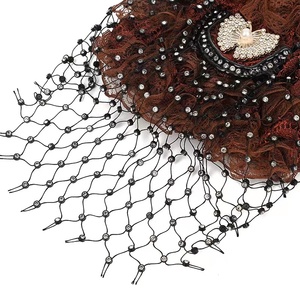 Yiwu Muqian Trading Firm Nouveau design avancé Voile-chapeau perlé et orné de diamants, Voile de dentelle pour foulard musulman - Product Image 3