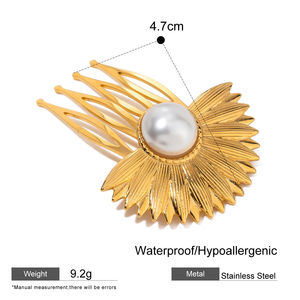 Acero inoxidable sin deslustre, concha marina chapada en oro, estrella de mar, estrella de mar, horquillas para niñas - Product Image 5