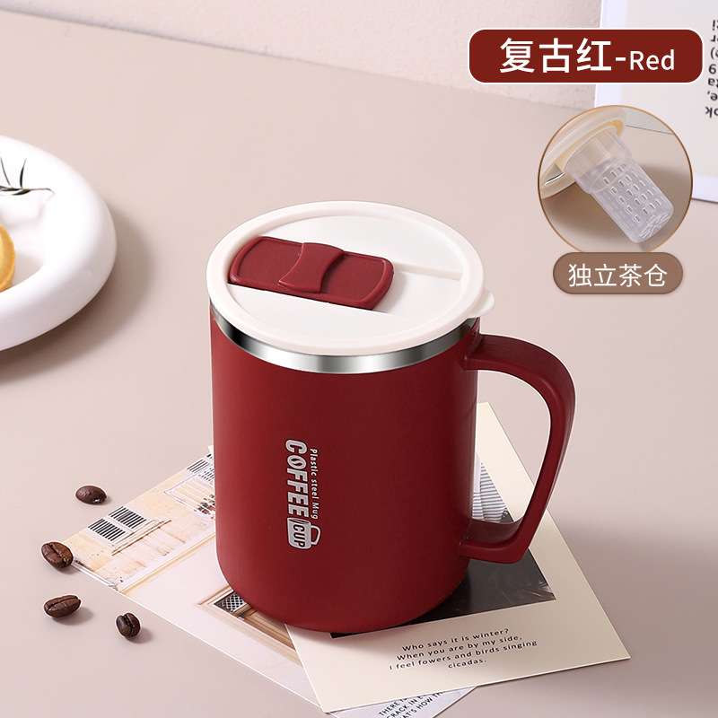 Tasse à thé avec couvercle poussoir - rouge - 500 ml
