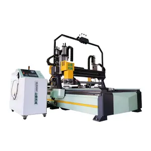 Cheap price solid wood door 4 sides cutting machine multi spindle cnc router machine with saw cut