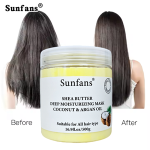 Masque capillaire hydratant au beurre de karité biologique avec huile de noix de <span class=keywords><strong>coco</strong></span> et acides aminés, formule concentrée, masque capillaire anti-frisottis - Product Image 3