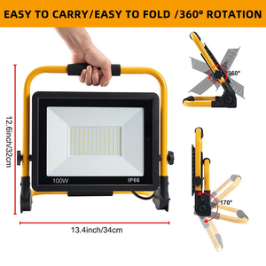 Projecteur LED portable étanche 50W 100W 110V 220V sur pied pour garage, jardin, stade, éclairage de chantier et camping WD-CL012 - Product Image 2
