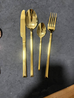 Juego de Cubiertos de Acero Inoxidable, Dorado, Plateado, Mate, Cuchara, Tenedor, Cuchillo, Vajilla Moderna de Lujo con Mango Largo para Bodas y Restaurantes