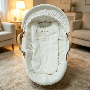 Cesta Moisés de Tela de Hoja de Maíz Natural Moderna, Cama Plegable de Madera para Bebé, para Dormitorio, Comedor, Uso en Exteriores, Sala de Estar - Product Image 3