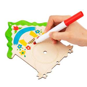 2024新设计儿童DIY绘画木钟布谷鸟艺术游戏套装工艺儿童绘画玩具 - Product Image 1