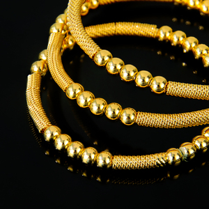 New Arrivals Simple Design Gold Beads <b>Bangles</b> 21k Gold Plated Brazilian Bridal Stackable Bracelet Jewelry for Party Gift - Product Image 5