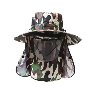 Custom Man Shade Wide Brim Camouflage Camping Bucket Boonie Hats Fisherman Hat
