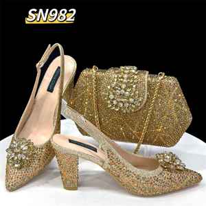 Inmyshop Nouveau Top Vente Chaussures Italiennes et Sac Assortis avec Pierres Talons Hauts Magnifiques Chaussures de Fête ou de Mariage avec Sac à Bandoulière pour Femmes - Product Image 3