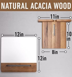 Supporto per Libri di Cucina in Legno di Acacia, Regolabile, Antiscivolo, Pieghevole, Extra Large, per Piano di Lavoro - Product Image 6