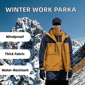 Ropa de Trabajo de Invierno de Alta Elasticidad, Resistente al Viento y Suave - Nueva Ropa de Exterior de Talla Grande con Cuello Mao, Técnica de Tejido con Estampado Impermeable - Product Image 3