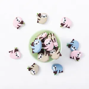 Food Grade Baby Teething Beads Manequim Chupeta Jóias Fazendo Pingentes Infantis Sloth Silicone Focal Beads Para Canetas