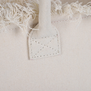Haut de gamme blanc Beige frange sac fourre-tout dame sac à main grand Shopping voyage vacances d'été fourre-tout gland frange <span class=keywords><strong>toile</strong></span> <span class=keywords><strong>plage</strong></span> sac fourre-tout - Product Image 3