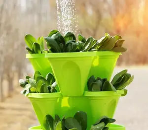 Low Cost Plastic Colorful Decorative Stackable Flower pot Hydroponic Vertical Farming