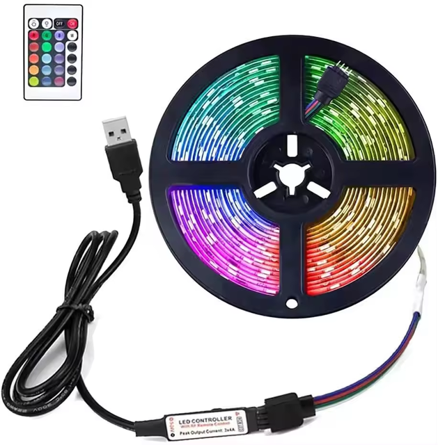 5V RGB 5050 3M Smart LED Strip Light USB IP20 Flexible Remote Control Colorful Ambient TV Backlight Home Decor Living Room