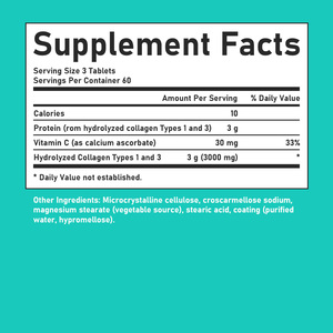 Comprimés de collagène à marque privée <span class=keywords><strong>3000</strong></span> <span class=keywords><strong>MG</strong></span> avec vitamine C pour renforcer les cheveux, hydrater la peau, favoriser la résilience des ongles, des os et des articulations - Product Image 6