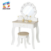 Ensemble de coiffeuse LED miniature Magicolor 2025 - Coiffeuse princesse en bois avec miroir et interrupteur lumineux, jouet de maquillage pour filles