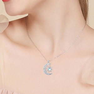 Trang Sức Bạc Sterling 925 Vòng Cổ Mặt Dây Chuyền Celtic Trăng Lưỡi Liềm Mặt Trời Mặt Trăng Đá Cho Nữ - Product Image 4