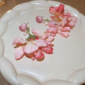 ต่างหูคริสตัลรูปดอกไม้เข็มสีเงินต่างหูรูปหัวใจสำหรับเด็กผู้หญิงต่างหูรูปหัวใจสีเงินสำหรับฤดูร้อนต่างหูสำหรับเด็กผู้หญิง - Product Image 2