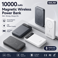 Batterie externe magnétique sans fil 10000 mAh, chargeur rapide portable avec affichage numérique LED pour iPhone, smartphone, utilisation en voyage