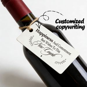 Étiquettes blanches suspendues personnalisées avec logo, en papier recyclé, pour bouteilles de vin, avec ficelle - Product Image 2