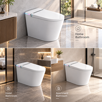 Toilette intelligente moderne avec bidet intégré, capteur au pied, chasse d'eau automatique, siège chauffant, séchoir à air chaud, lumière d'ambiance monocolore et télécommande