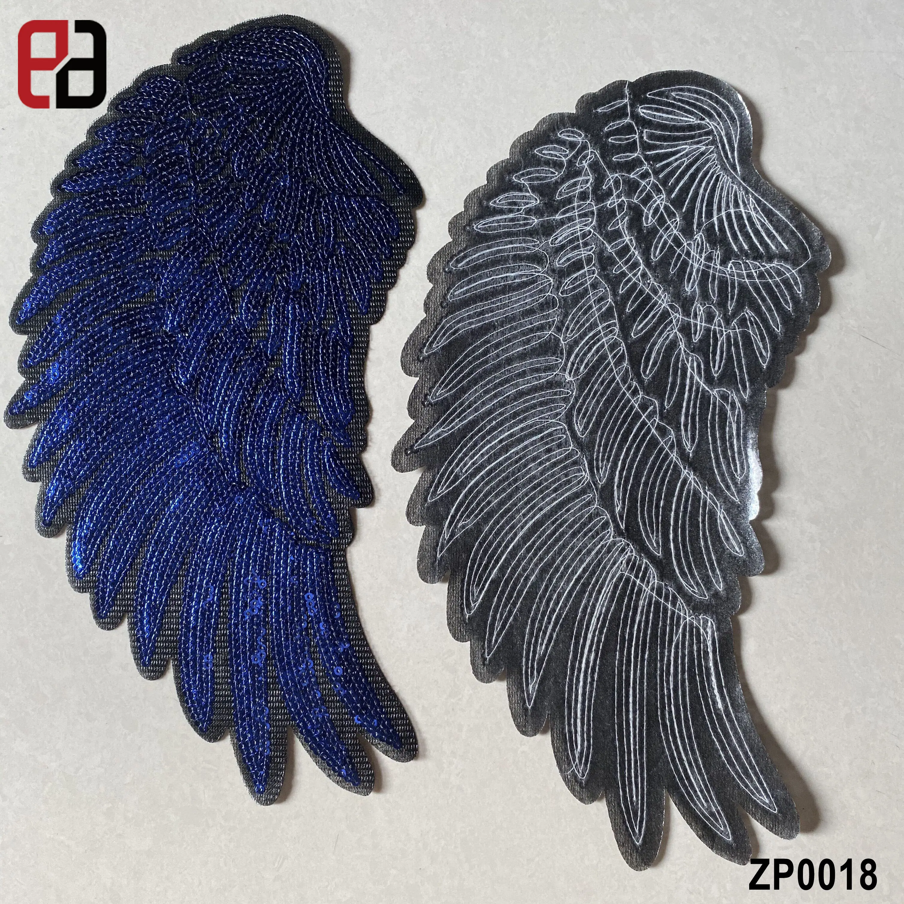 Royal Blue Kleur Pailletten Vleugels Patch Levert Voor Jas Decoratie Applicaties Patches
