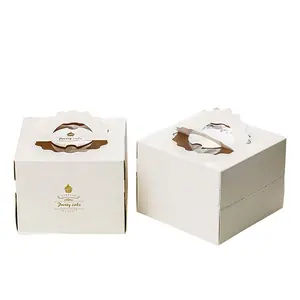 Wholesale Luxury 6 8 10 12 14 Inch White Wedding Cake Box With Handle Custom Printed Food Grade Paper Boxes For Cake Packing