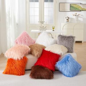 Fundas decorativas para el hogar de piel de oveja, cómodo cojín de piel sintética mongol, cojines esponjosos y almohadas para sillas de sofá - Product Image 2