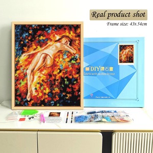 Kit de broderie diamant en gros, art nu, avec strass en cristal à foret rond, cadre inclus, art mural DIY moderne rectangulaire - Product Image 2