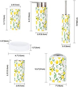 Set di accessori <span class=keywords><strong>da</strong></span> <span class=keywords><strong>bagno</strong></span> in 6 pezzi rustici rami di limone e fiori con fette di limone in plastica per decorazioni <span class=keywords><strong>da</strong></span> banco in magazzino - Product Image 2