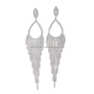 R6074 क्लासिक पूर्ण गैंस्टन इयररिंग्स दुल्हन चांदी की प्लेटेड ड्रॉप इयररिंग महिला पार्टी गहने - Product Image 5