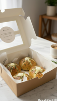 Biodegradable Material Disposabal Packaging with Bow Donut Pastry Macaron Box with Transparent PET Window