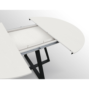 Dorota Extendable <b>Round</b> <b>Table</b> 120 To 170 Cm <b>White</b> Ash Melamine Top Iron Base Indoor Use - Product Image 5